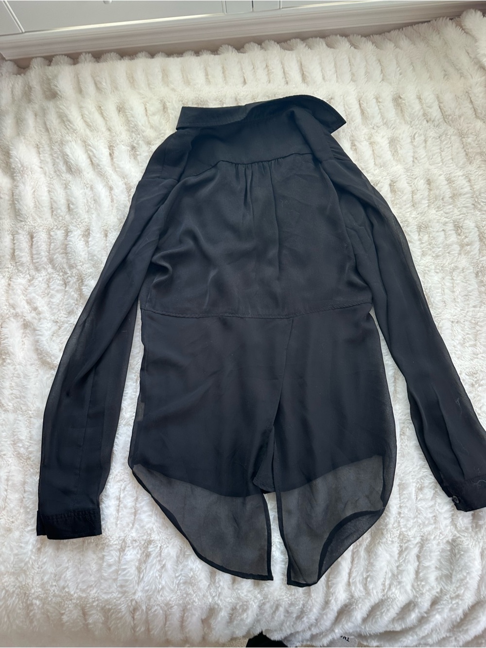 Free People Best of Both Worlds Black Sheer Button-Up Blouse Size XS - Picture 9 of 9